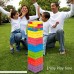 JOYMOR 66PCS Extra Larger and Taller Build to Over 6.5 feet Wooden Toppling Tower & Giant Stack Tumbling Timbers Game with 1 Dice Set Canvas Bag for Adult Kids Family B07MNM2PXT
